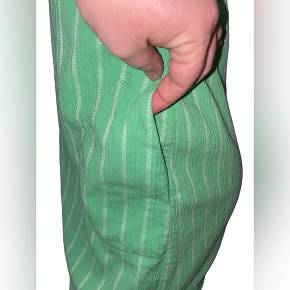 EUC Volcom Green with White Stripes Strapless Mini Dress with Pockets Size XS - Picture 2 of 8